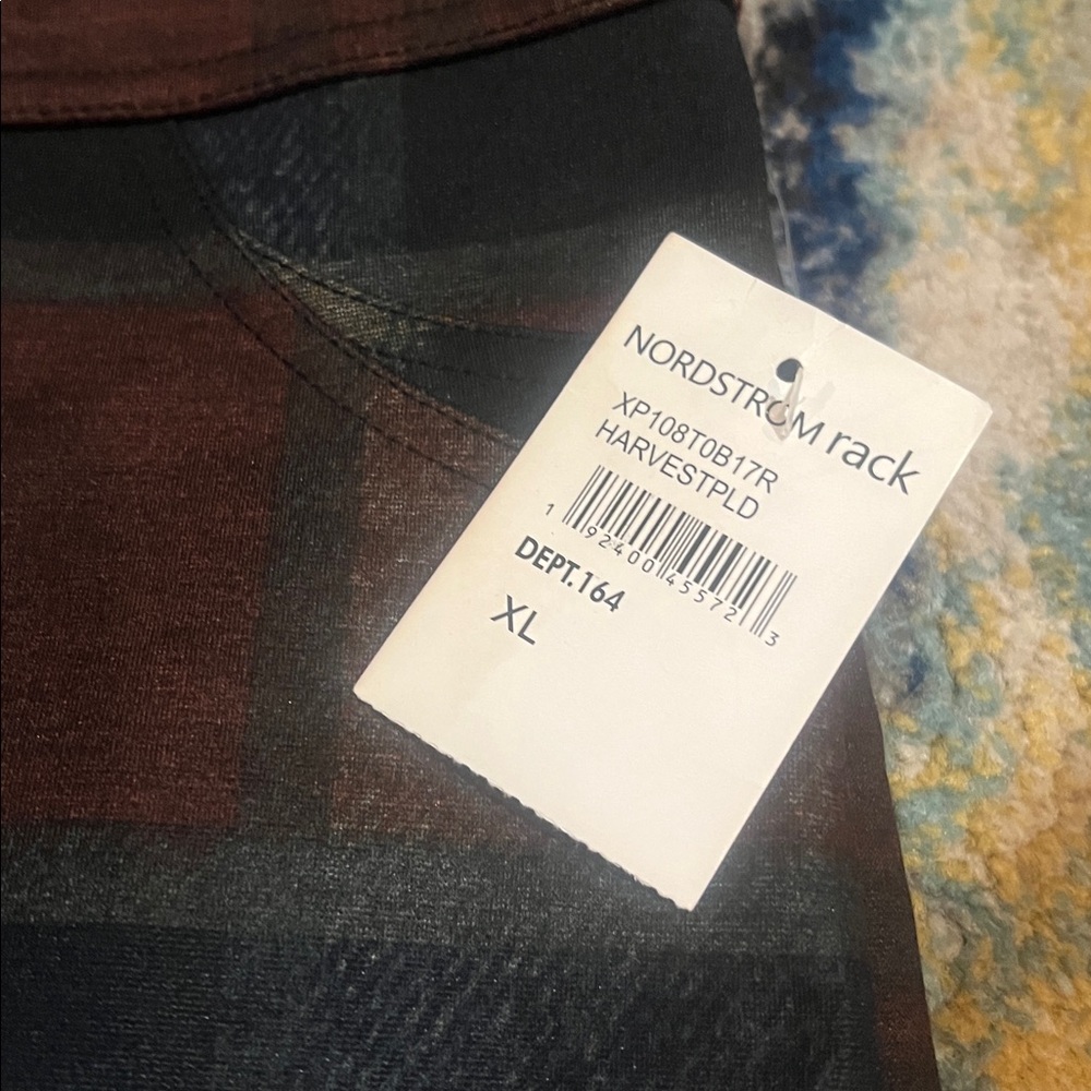 Plaid Brown and Blue pull on stretch size XL NWT - Picture 2 of 5